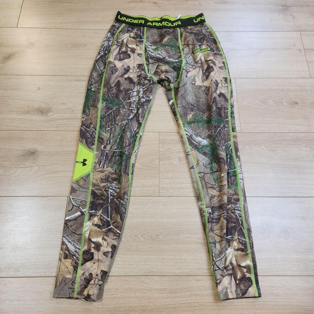 Under Armour Pants Mens Large Brown Camo ColdGear Compression Hunting Leggings